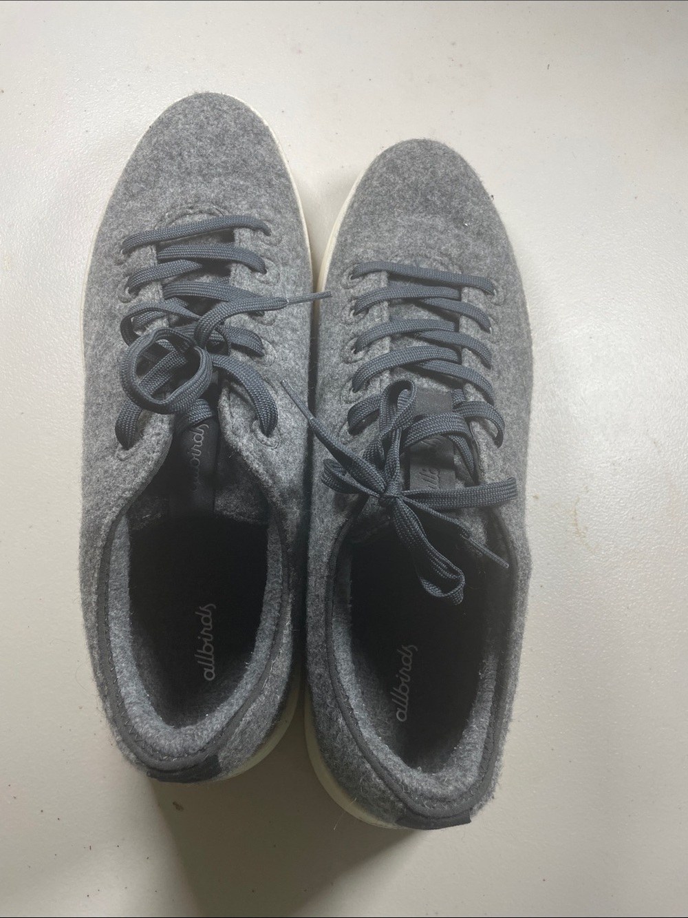 allbirds Men’s Wool Sneakers — Gray with Dark Gray Laces